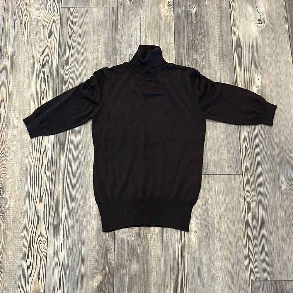Montana Company Brown Turtleneck Ruched Shoulder Sweater